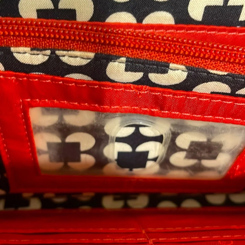 Vera Bradley Coral Red Faux Leather Wallet with black and beige interior. Y2K - Picture 7 of 9